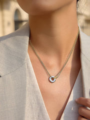 Brixton 18K Gold Non-Tarnish Two Tone Circle Necklace