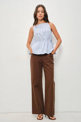 Blue Stripe Peplum Cami Top