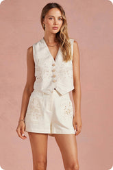 Floral Embroidery Vest