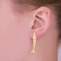 Hammered Fish Stud Earrings