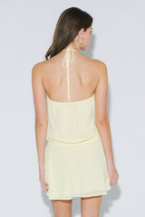 Beaded Trim Halter Mini Dress