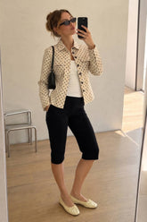 Polka Dot Tailored Cropped Shirt Jacket