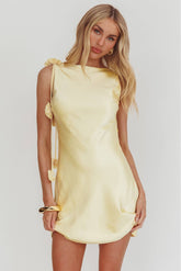 Butter Yellow Satin Mini Dress