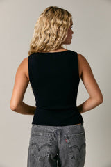 Black Side Button Tank