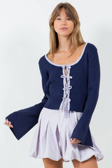 Navy and Lilac Knit Top
