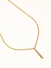 Breslin 18K Gold Non-Tarnish CZ Vertical Bar Necklace