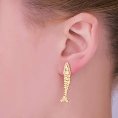 Hammered Fish Stud Earrings