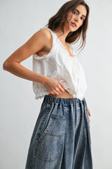 Eyelet Tie Front Blouse