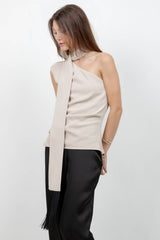 Midnight Fringe One-Shoulder Top