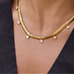Daphne Herringbone Crystal Drop Necklace