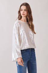 Sequin Long Sleeve Blouse