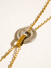 Brixton 18K Gold Non-Tarnish Two Tone Circle Necklace
