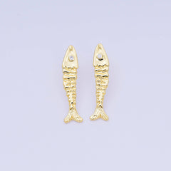 Hammered Fish Stud Earrings