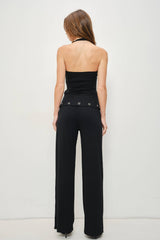 Black Grommet Wide Leg Pants