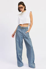 Belted Denim Trousers