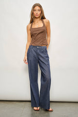 Brown Plaid Halter Top