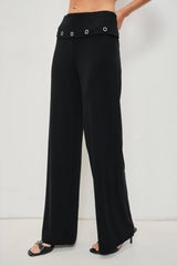Black Grommet Wide Leg Pants