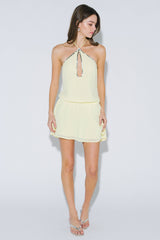Beaded Trim Halter Mini Dress