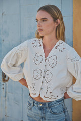 Premium Collection - Embroidered Puff Sleeve Blouse