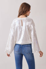 Sequin Long Sleeve Blouse
