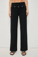 Black Grommet Wide Leg Pants