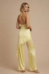 Satin Lace Halter Jumpsuit