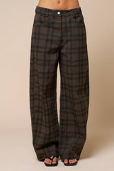 Plaid Barrel Pants