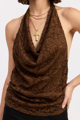 Chocolate Lace Halter Top