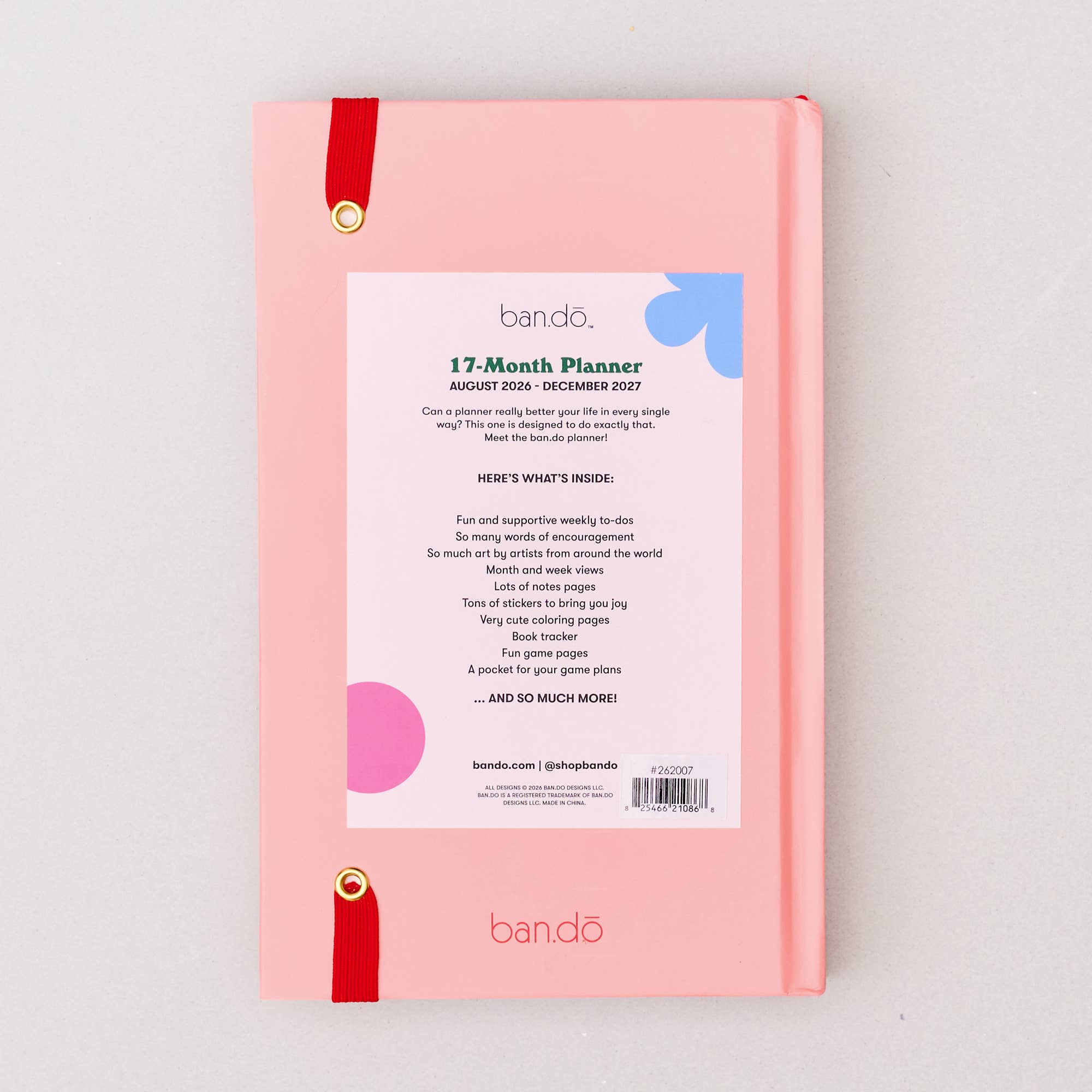 Classic 17-Month Academic Planner, Bonjour - Pink