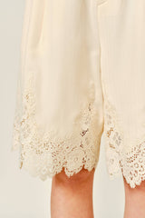 Lace Trim Tailored Long Shorts