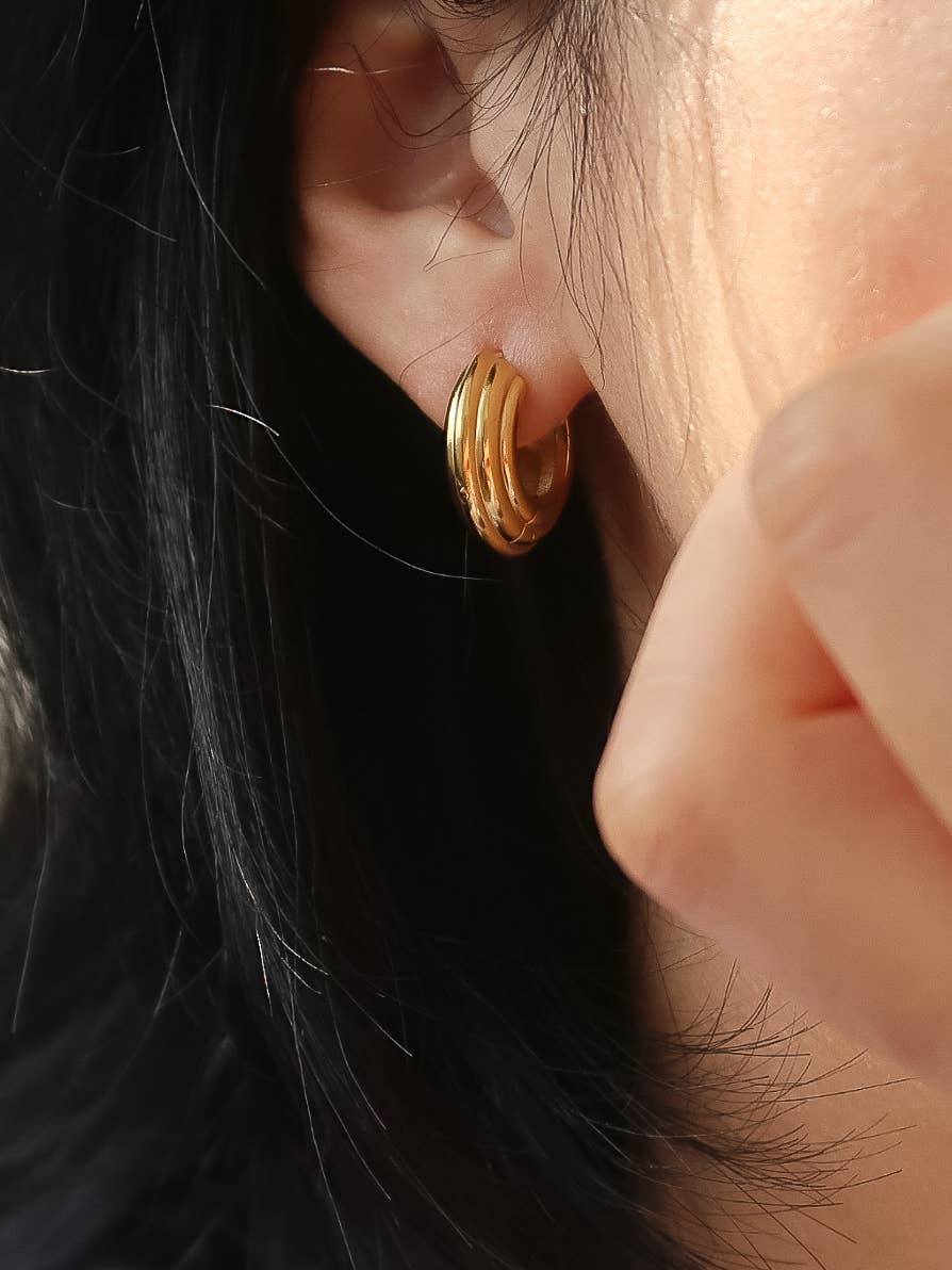 Juliette 18K Gold Non-Tarnish Chunky Hoop Earrings