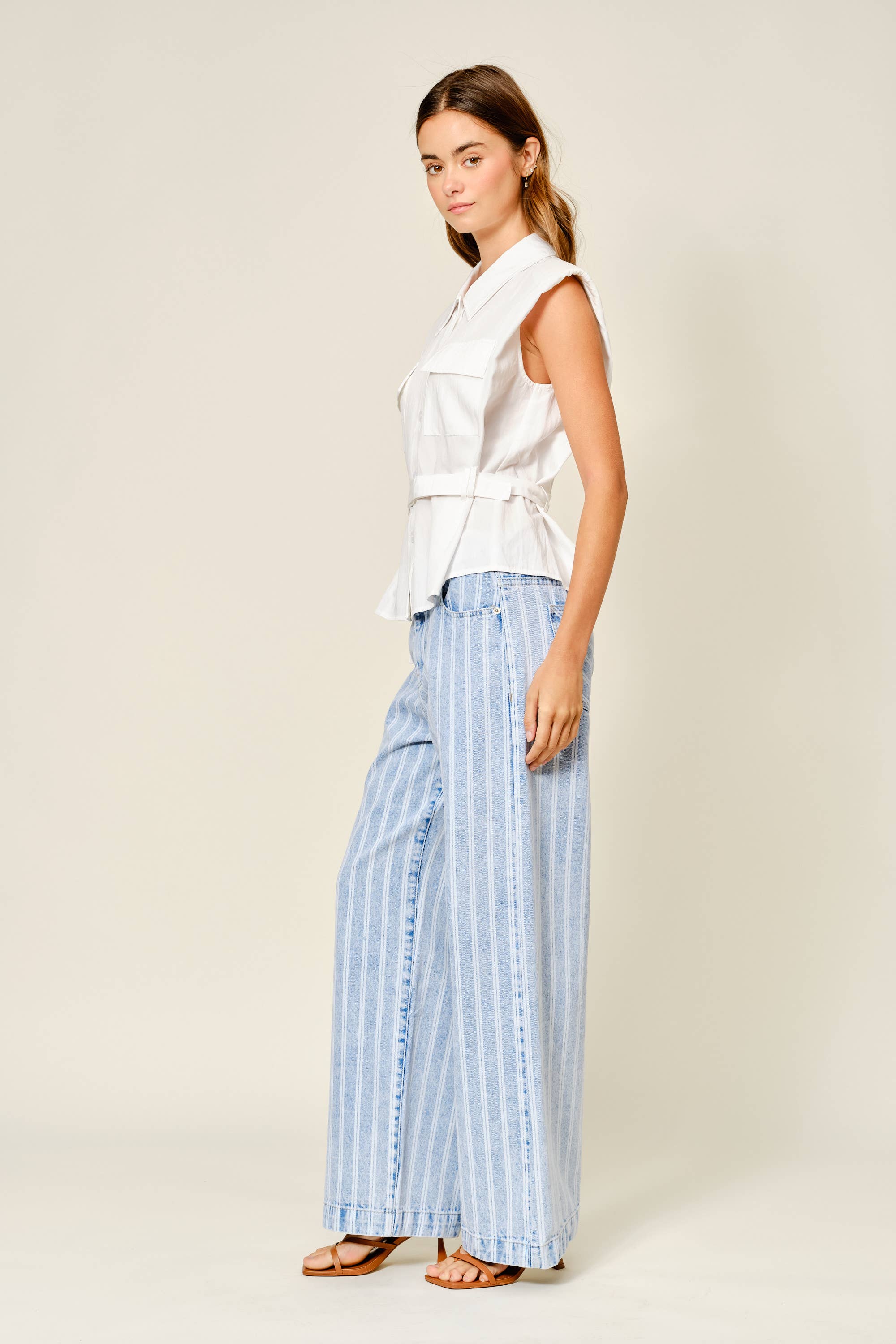Striped Denim Pants