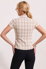 Cambridge Plaid Corset Button-Up Top
