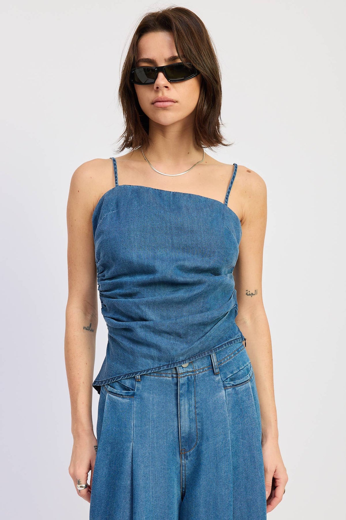 Asymmetrical Denim Top