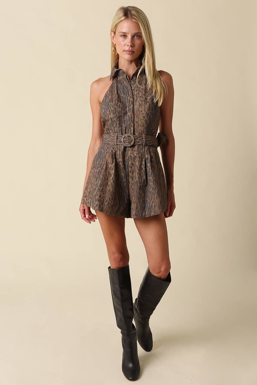 Sienna Leopard Belted Romper