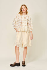 Lace Trim Tailored Long Shorts