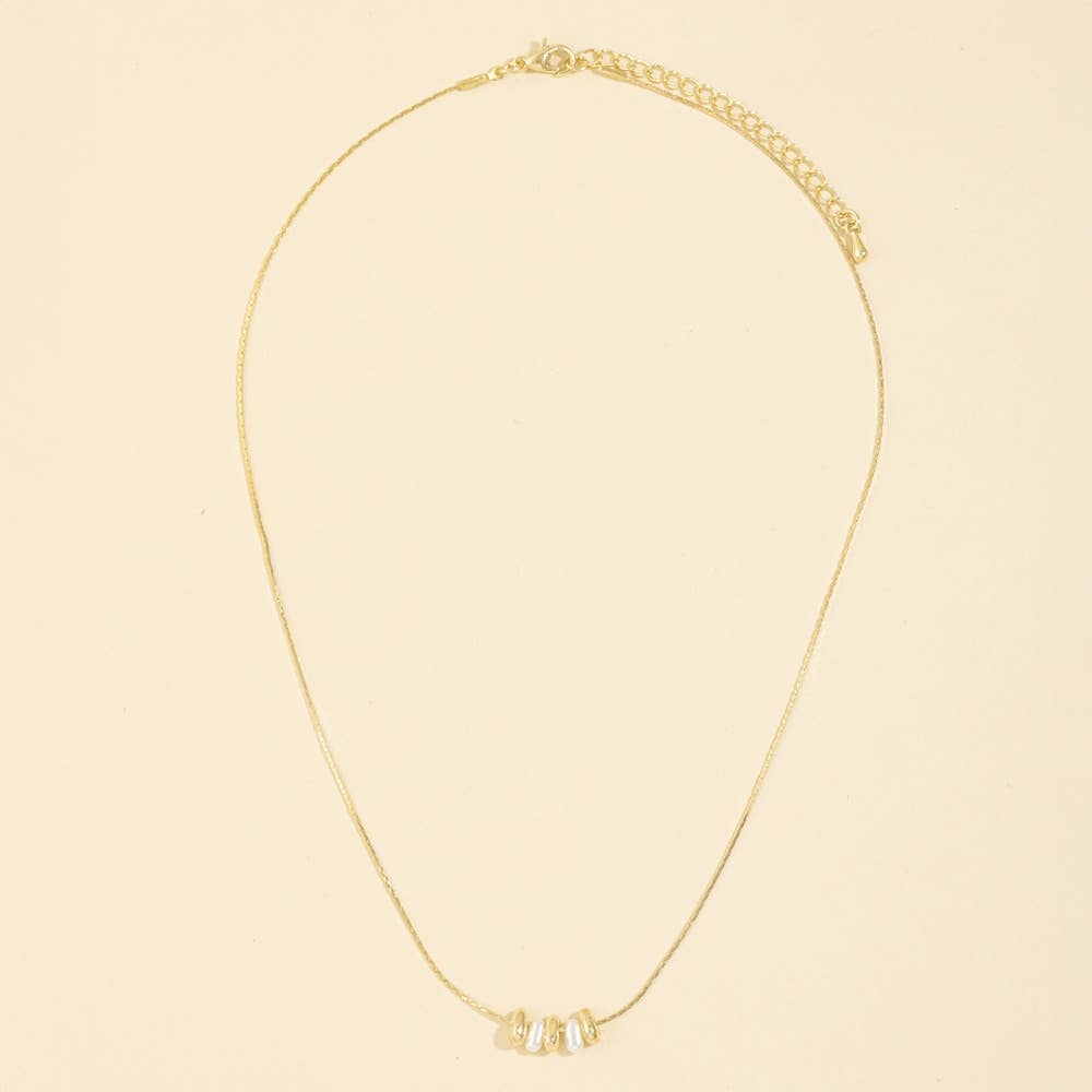 Bead And Pearl Charms Necklace