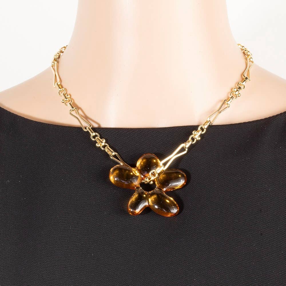Resin Flower Pendant Necklace
