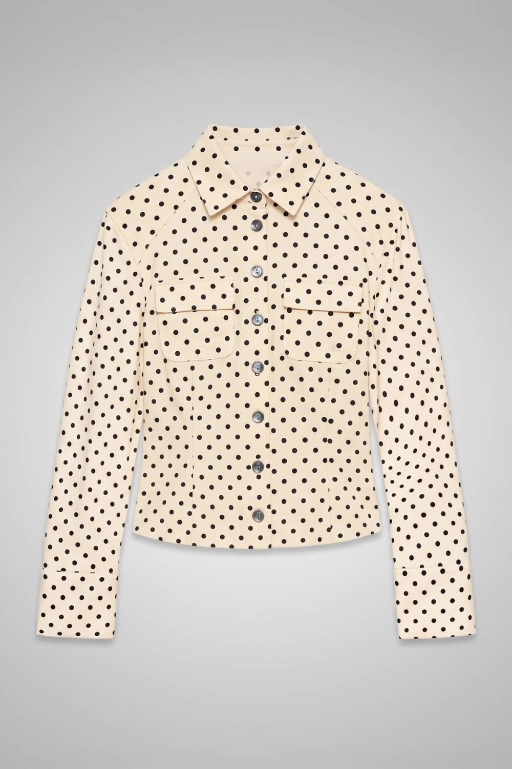 Polka Dot Tailored Cropped Shirt Jacket