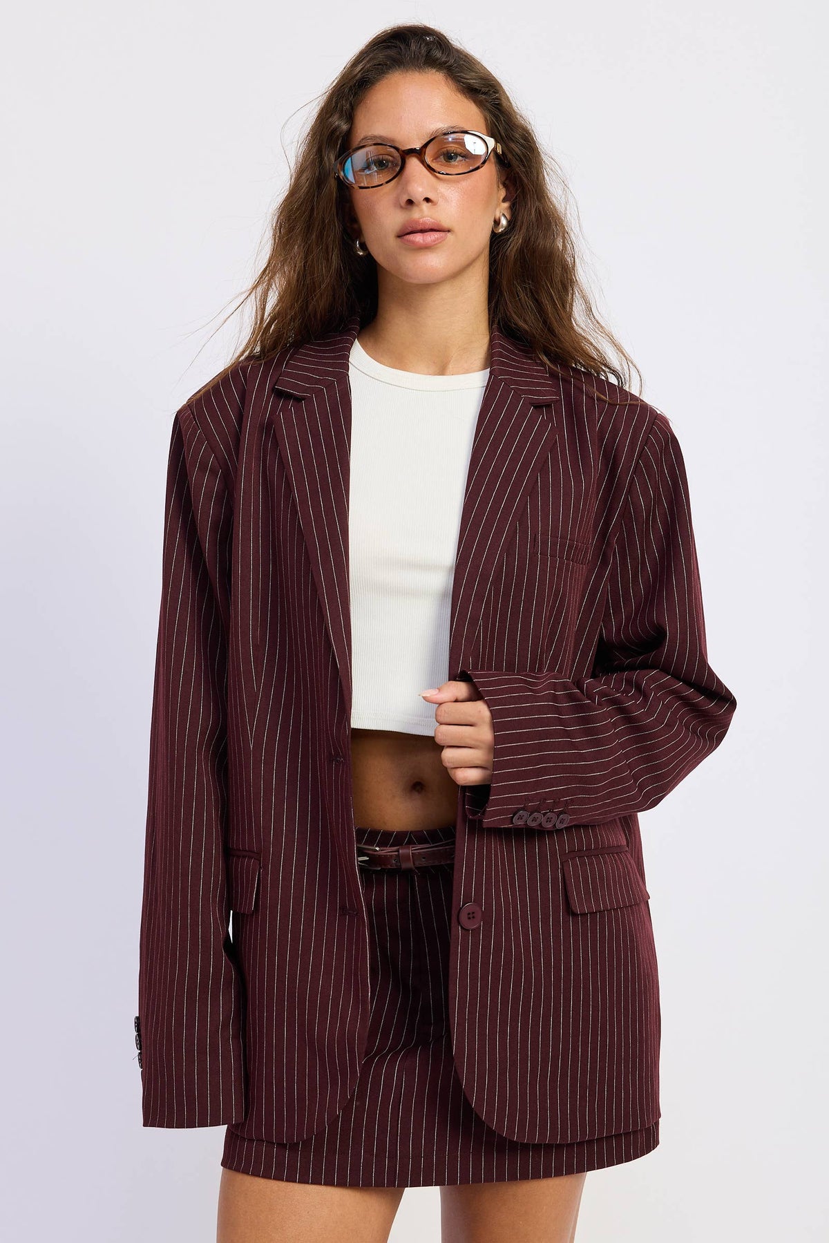 Premium Collection - Bordeaux Pinstripe Blazer
