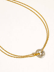 Brixton 18K Gold Non-Tarnish Two Tone Circle Necklace