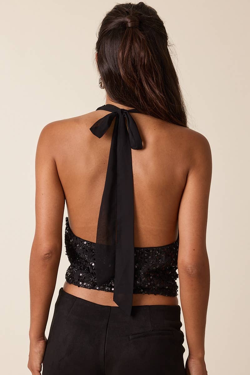 Sequined Halter Top