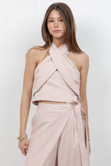 Blush Hour Wrap Halter Top