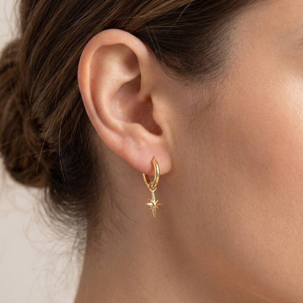 Star Drop Hoop Earrings