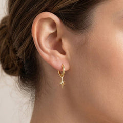Star Drop Hoop Earrings