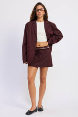 Bordeaux Pinstripe Mini Skirt