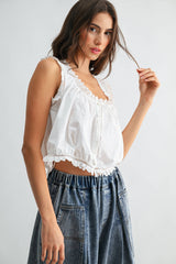Eyelet Tie Front Blouse