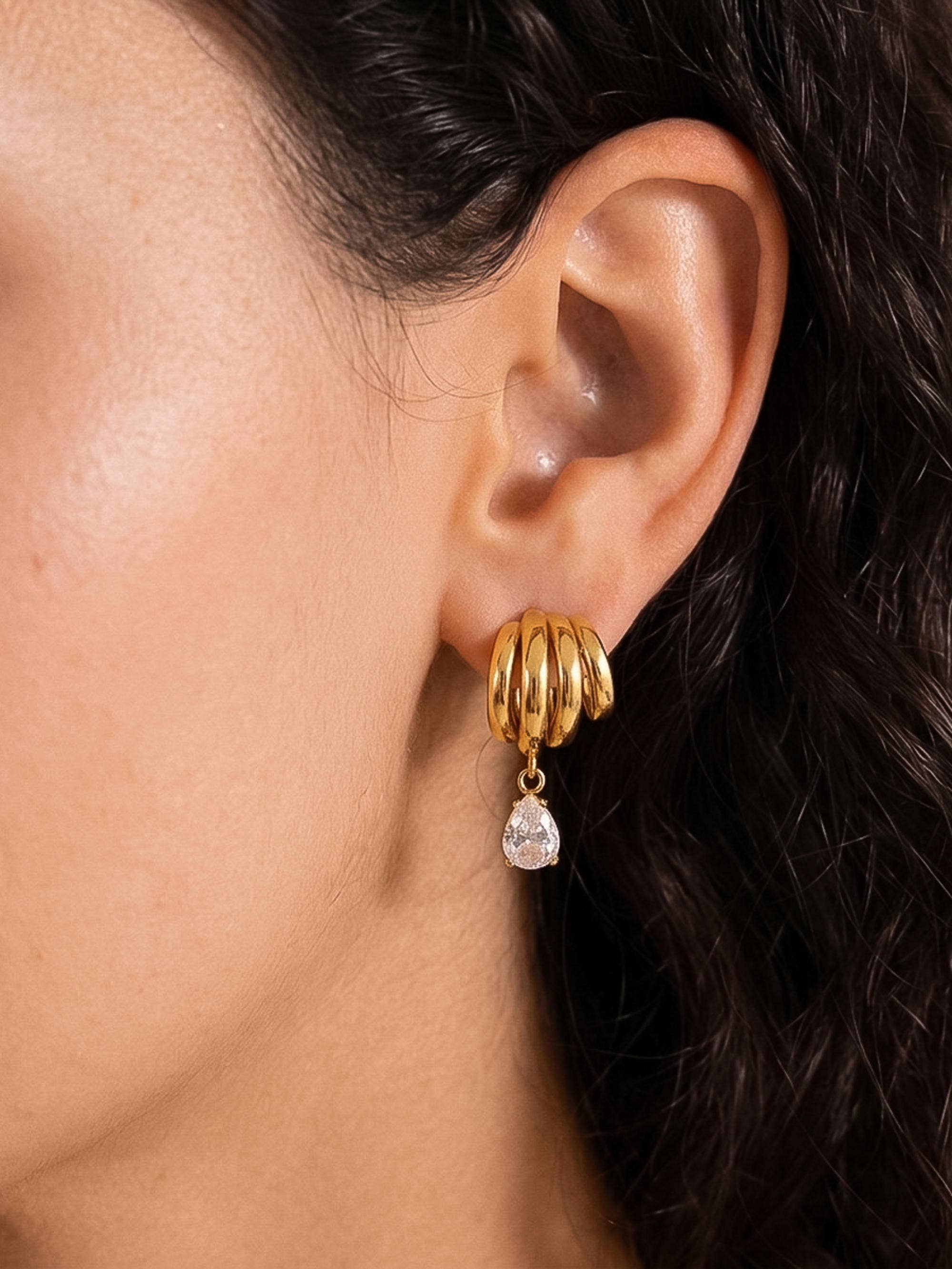 Dovely 18K Gold Non-Tarnish Classic CZ Drop Earring