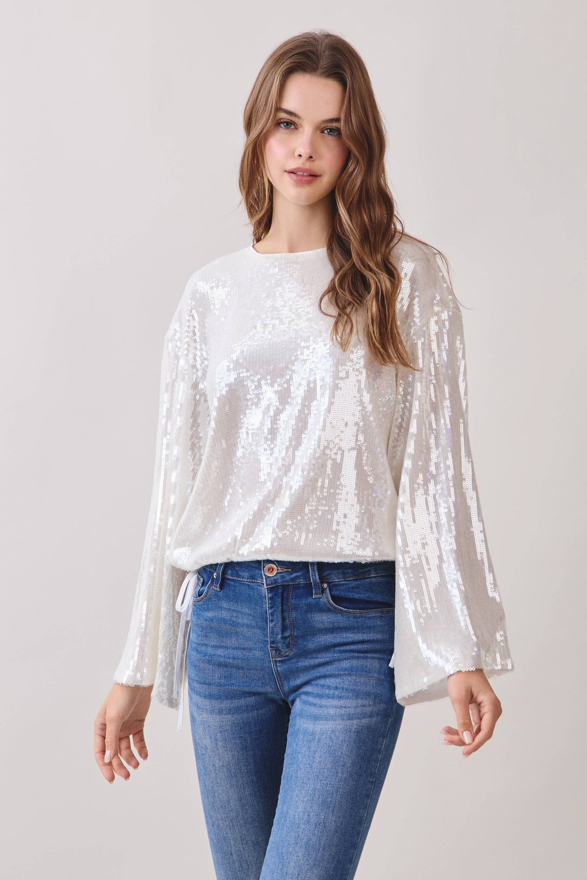 Sequin Long Sleeve Blouse