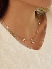Aveline 18K Gold Non-Tarnish CZ Floral Chain Necklace